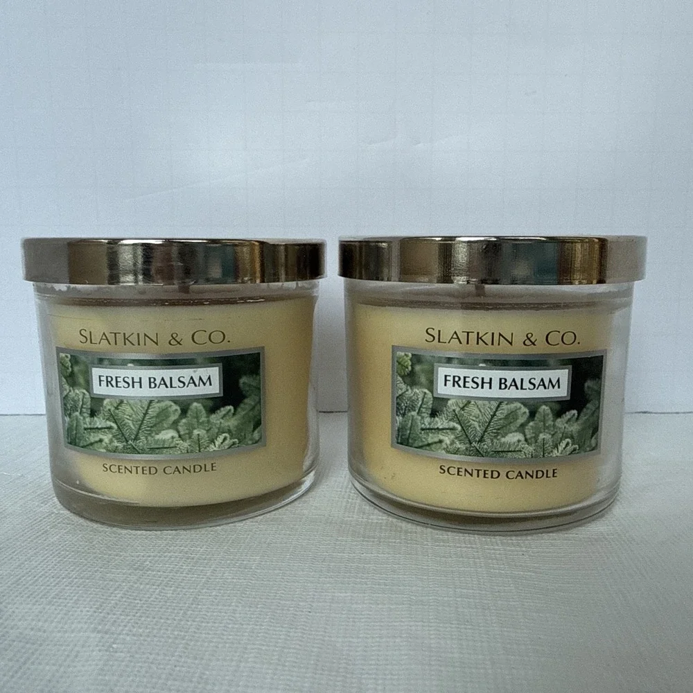 Lot Of 2 Slatkin & Co. 4 Oz. Scented‎ Candles Fresh Balsam Christmas